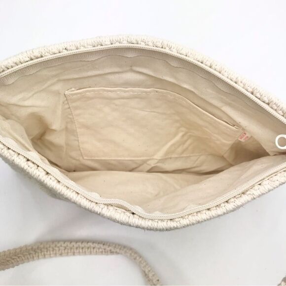 Cream Crochet Beaded Retro Boho Festival Shoulder Bag - Picture 9 of 11